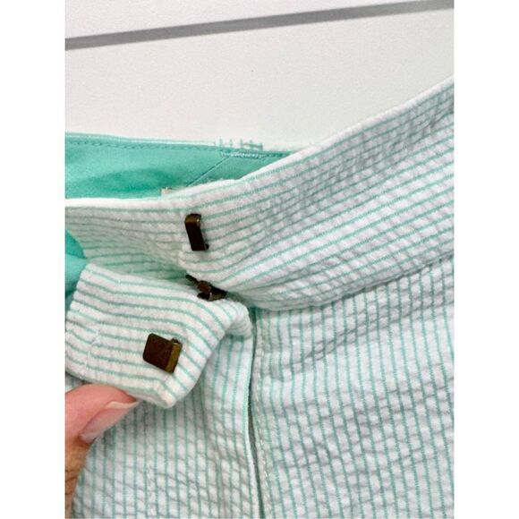 J Crew Shorts Regular Size 10 Green White Striped Casual Front Pockets - Picture 9 of 12